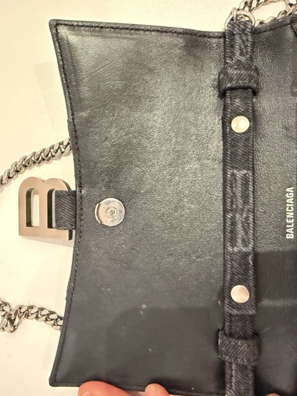 Balenciaga Black Denim BB Logo Chain Mini Bag - Picture 4 of 4